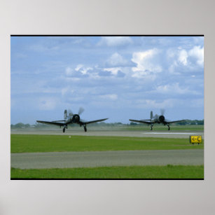 Two Vought F4U Corsairs, Landing_WWII Planes Poster