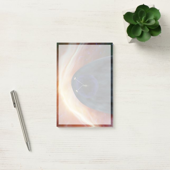 Two Voyager Spacecraft Exploring Turbulent Space. Post-it Notes (Office)