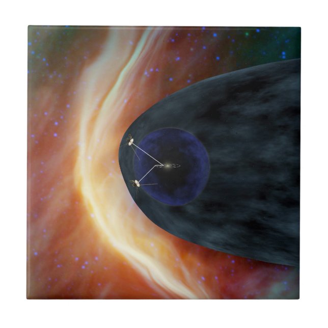Two Voyager Spacecraft Exploring Turbulent Space. Tile (Front)