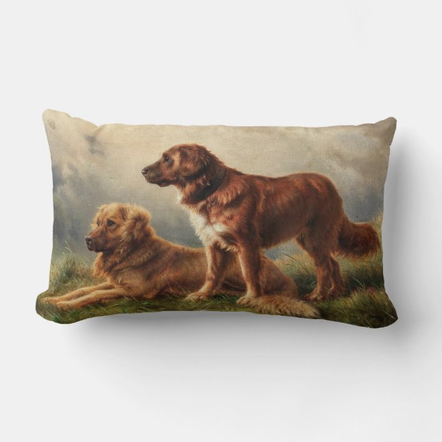 Two Watchful Dogs Lumbar Cushion (Front)