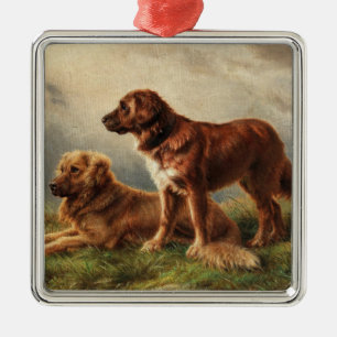 Two Watchful Dogs Metal Tree Decoration