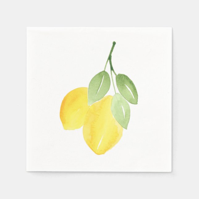 Two Watercolor Lemons Napkin (Front)