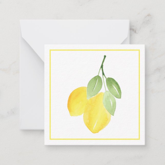Two Watercolor Lemons Note Card (Front)