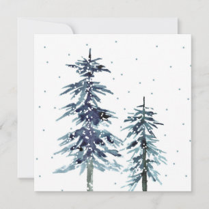 Two Watercolor Winter Pine Trees 2 Card