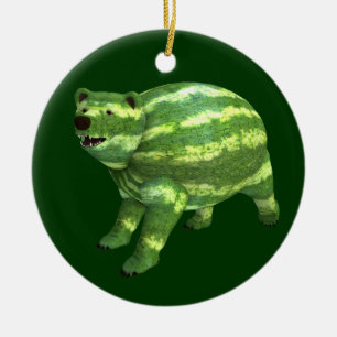 Two Watermelon Bears Ceramic Tree Decoration