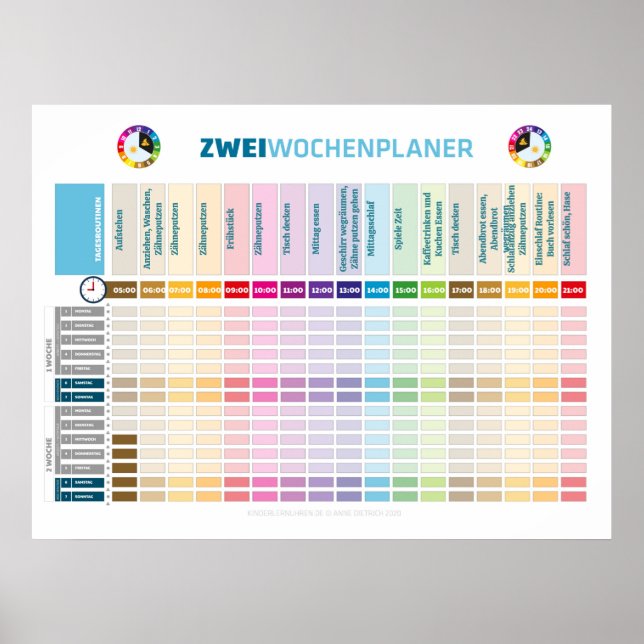 Two weekly planners for kids in a shared parenting poster (Front)