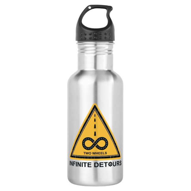 Two Wheels Infinite Detours Cycling 532 Ml Water Bottle (Front)
