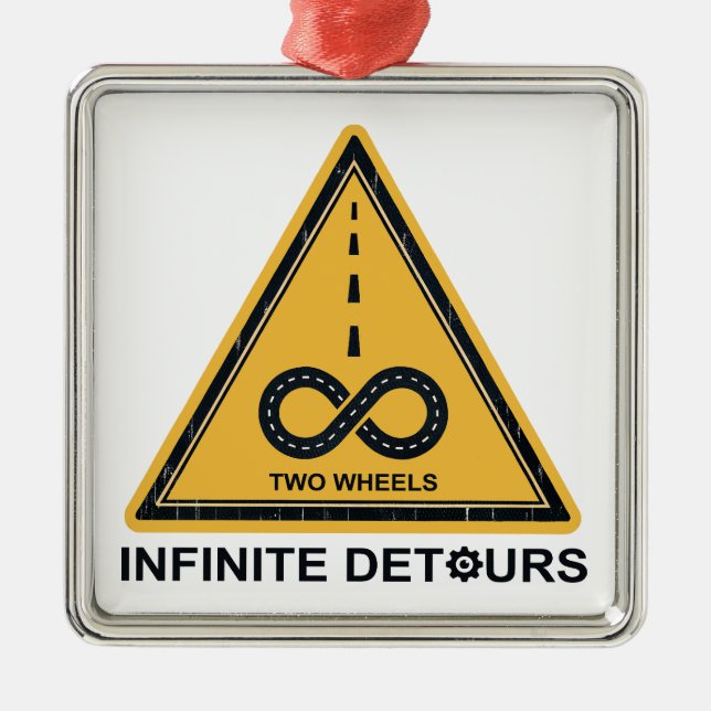 Two Wheels Infinite Detours Cycling Metal Tree Decoration (Front)
