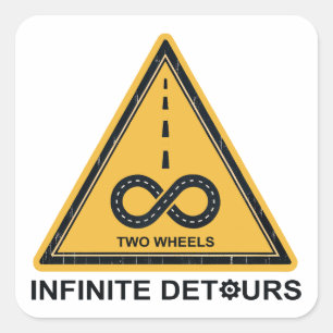 Two Wheels Infinite Detours Cycling Square Sticker