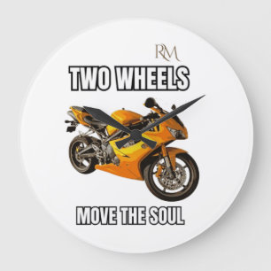 Two Wheels Move the Soul Motorcycle Shirt Biker Large Clock
