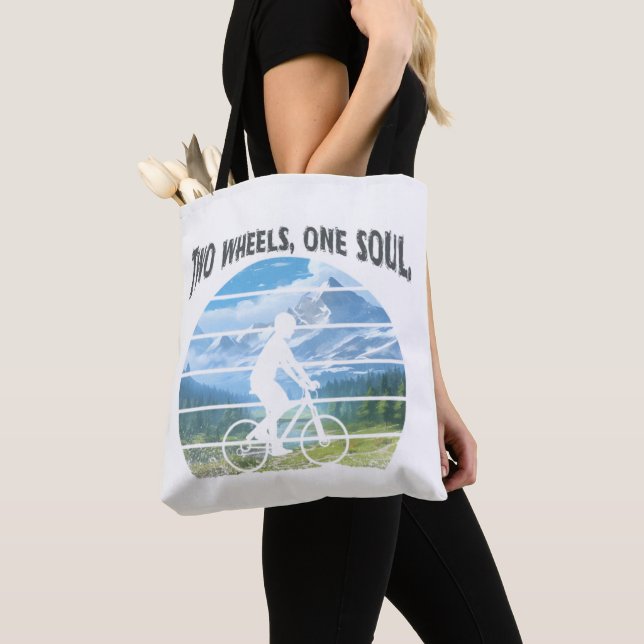 Two wheels, one soul. cycling sport tote bag (Close Up)