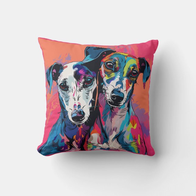 Two Whippets Cushion (Front)