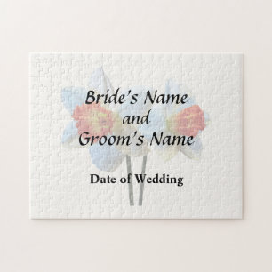 Two White And Orange Daffodils Wedding Supplies Jigsaw Puzzle
