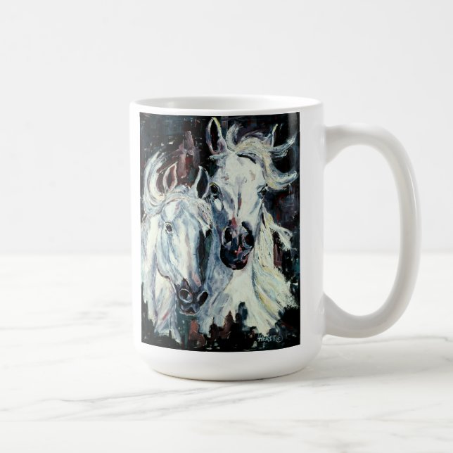 Two White Arabians Classic White Mug. Coffee Mug (Right)