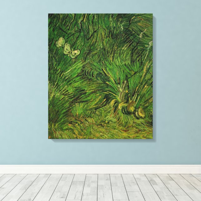 Two White Butterflies by Vincent van Gogh Canvas Print (Insitu(Wood Floor))