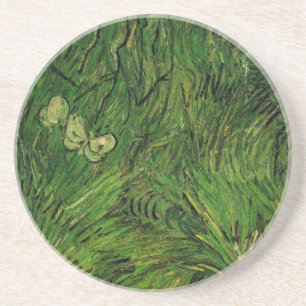 Two White Butterflies by Vincent van Gogh Coaster