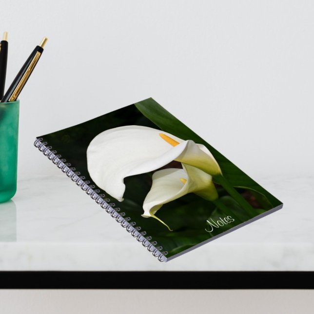 Two White Calla Lilies Floral Notebook (In Situ)