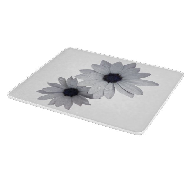 two white flowers cutting board (Corner)