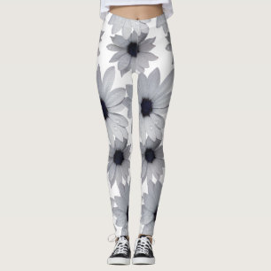 two white flowers leggings