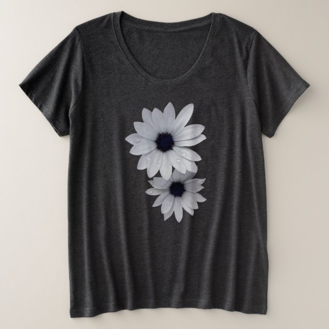 two white flowers plus size T-Shirt (Design Front)