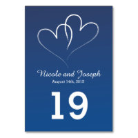 Two White Hearts intertwined - nautical blue