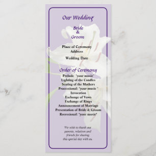 Two White Lilies Wedding Program Programme