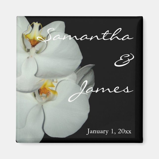 Two White Orchids Personal Wedding Magnet (Front)