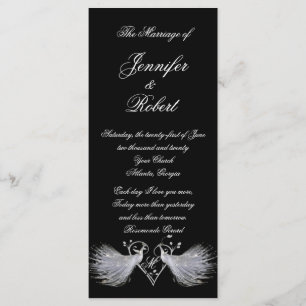 Two White Peacocks and Heart Monogram Program Programme