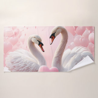 two white swans  bath towel set