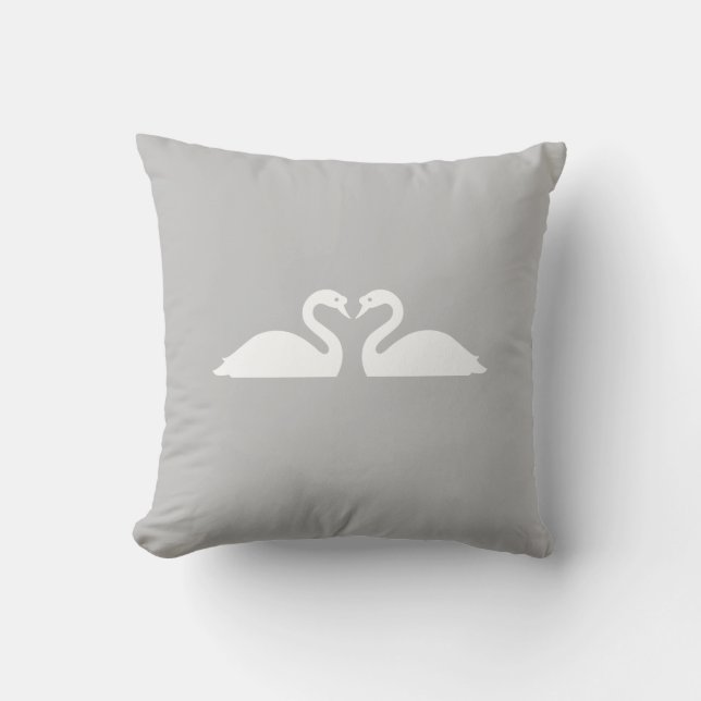 Two White Swans on Silver Cushion (Front)