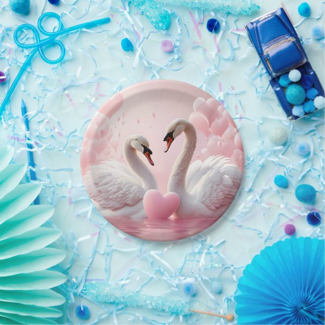 two white swans  paper plate (Party)