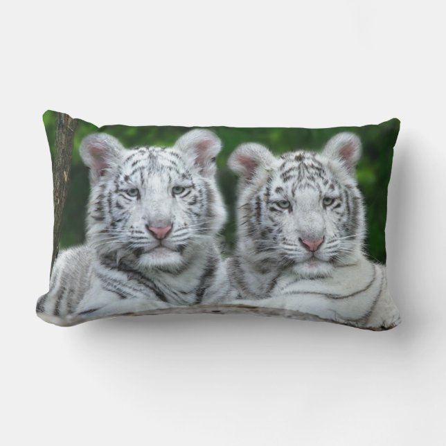 TWO WHITE TIGER CUBS PILLOW (Front)
