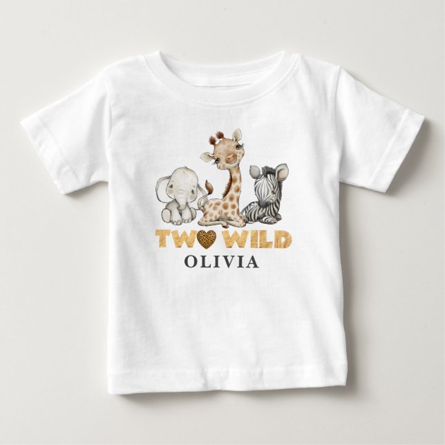 Two Wild 2nd Birthday Jungle Baby Girl T-Shirt (Front)