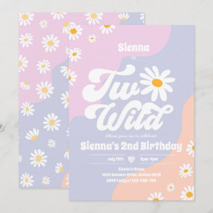 Two Wild 2nd Birthday Party Boho Floral Daisy Invitation