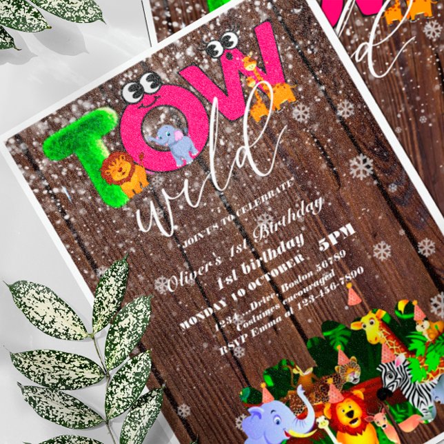 Two Wild 2nd Birthday Party Safari Animals Party   Invitation (Creator Uploaded)