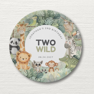 Two Wild 2nd Birthday Safari Jungle Animals Paper Plate