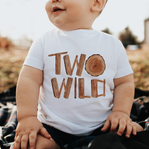 Two Wild 2nd Birthday Watercolor Wood Baby T-Shirt