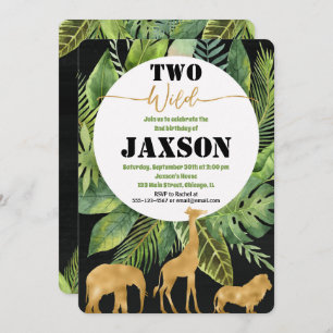 Two wild 2nd second birthday boy invitations