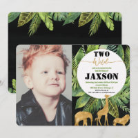 Two wild 2nd second birthday boy invitations