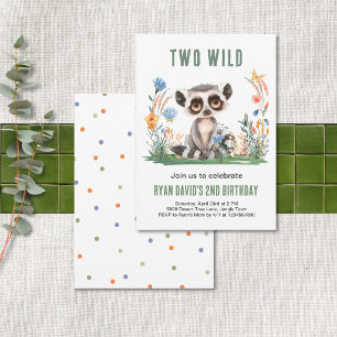 TWO Wild Adventure Monkey Safari 2nd Birthday  Invitation
