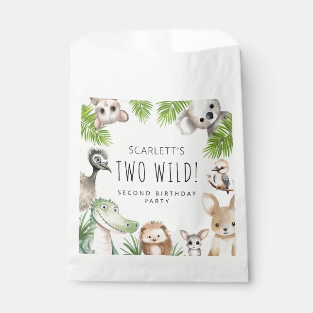 Two Wild! Aussie Animal Birthday Party Favour Bags (Front)