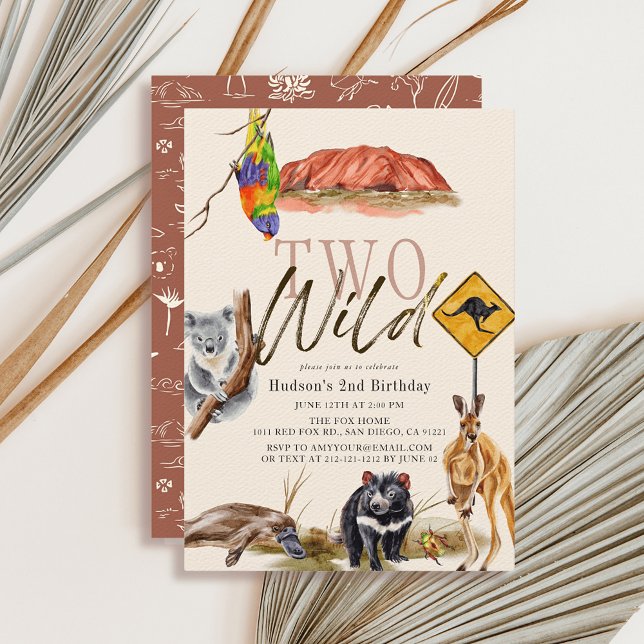 Two Wild Australian Animals 2nd Birthday Invitation (Creator Uploaded)