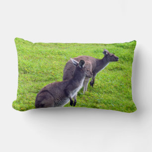 Two Wild Australian Kangaroos Lumbar Cushion. Cushion