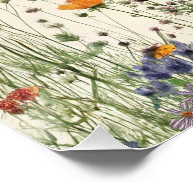 Two Wild Birthday - Boho Cream Wildflower Poster (Corner)