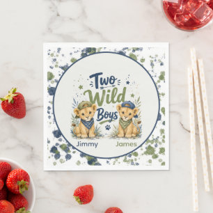 Two Wild Boys Birthday Bash Customised Napkin