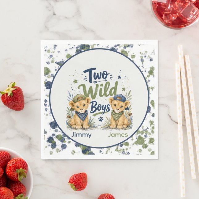 Two Wild Boys Birthday Bash Customised Napkin (Insitu)