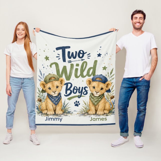 Two Wild Boys Birthday Bash Fleece Blanket (In Situ)