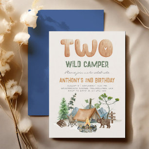 Two Wild Camper Woodland 2nd Birthday Invitation