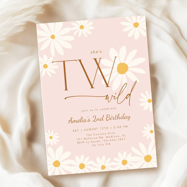 TWO Wild Daisy Floral 2nd Birthday Invitation (Creator Uploaded)