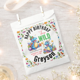 Two Wild Dino Party Boy Dinosaur 2nd Birthday Favour Bags